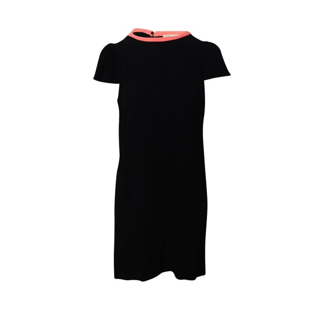 Maje Contrast Neck Shift Dress in Black Acetate